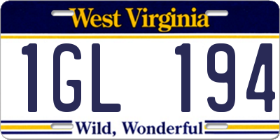 WV license plate 1GL194