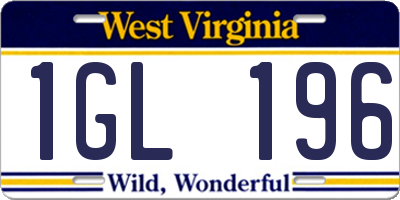 WV license plate 1GL196
