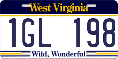 WV license plate 1GL198