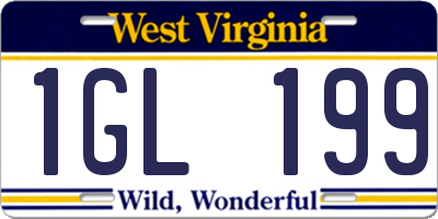 WV license plate 1GL199