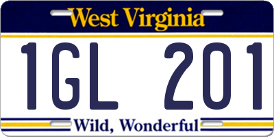 WV license plate 1GL201