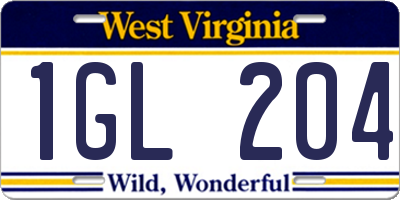 WV license plate 1GL204