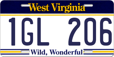 WV license plate 1GL206