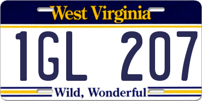 WV license plate 1GL207