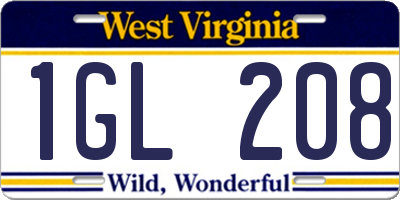 WV license plate 1GL208