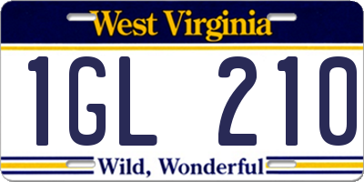 WV license plate 1GL210