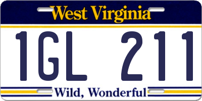 WV license plate 1GL211