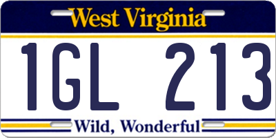 WV license plate 1GL213