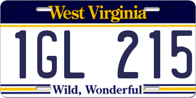 WV license plate 1GL215