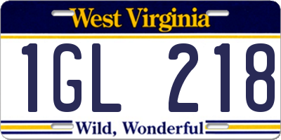WV license plate 1GL218