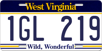 WV license plate 1GL219