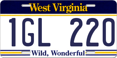 WV license plate 1GL220