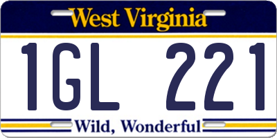 WV license plate 1GL221