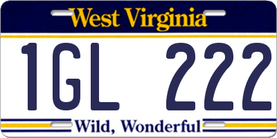 WV license plate 1GL222