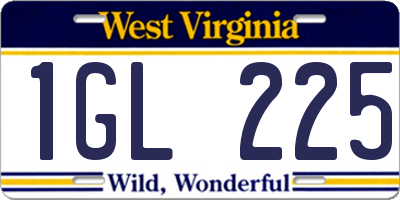 WV license plate 1GL225