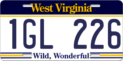 WV license plate 1GL226