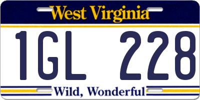 WV license plate 1GL228