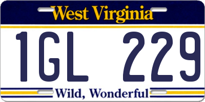 WV license plate 1GL229