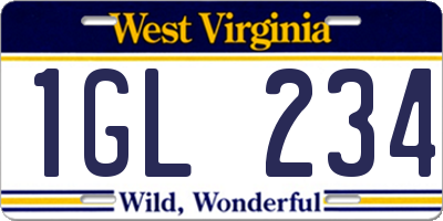 WV license plate 1GL234