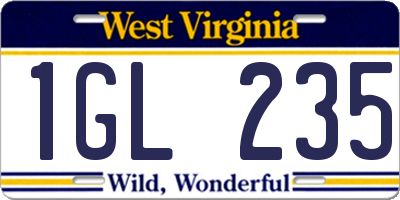WV license plate 1GL235