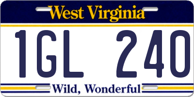WV license plate 1GL240