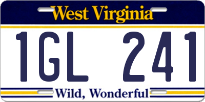 WV license plate 1GL241