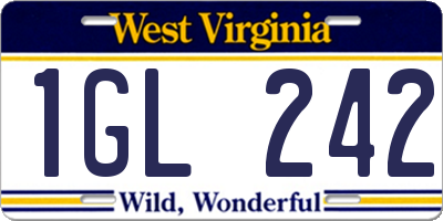 WV license plate 1GL242