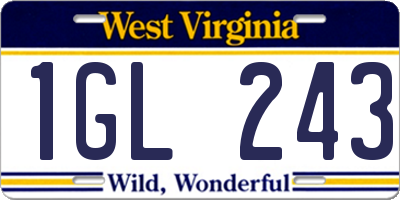WV license plate 1GL243