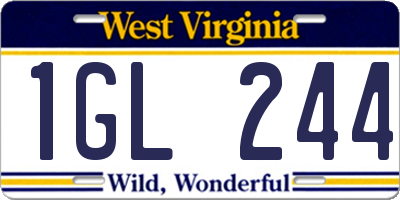 WV license plate 1GL244