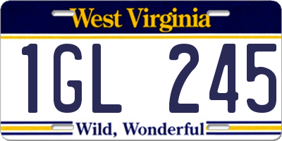 WV license plate 1GL245
