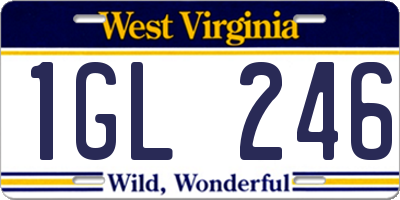 WV license plate 1GL246