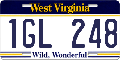 WV license plate 1GL248