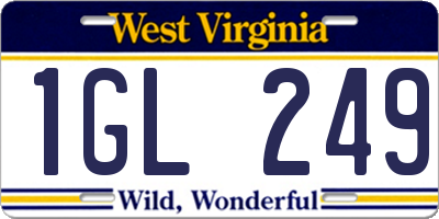 WV license plate 1GL249