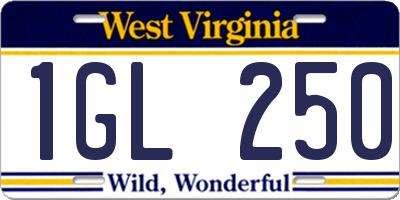 WV license plate 1GL250