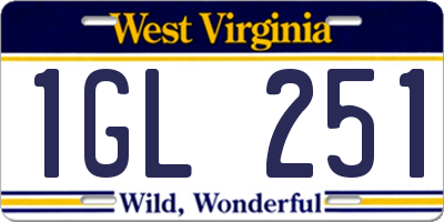 WV license plate 1GL251