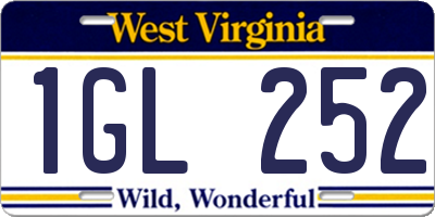 WV license plate 1GL252