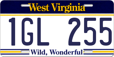 WV license plate 1GL255