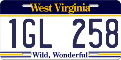 WV license plate 1GL258