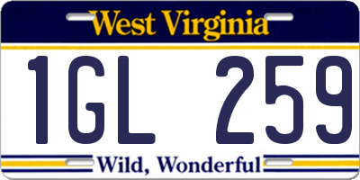 WV license plate 1GL259