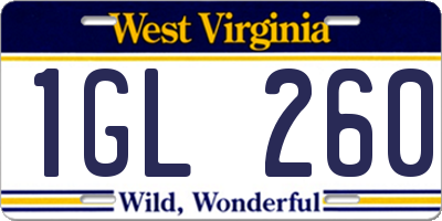WV license plate 1GL260