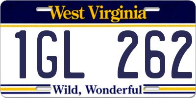 WV license plate 1GL262