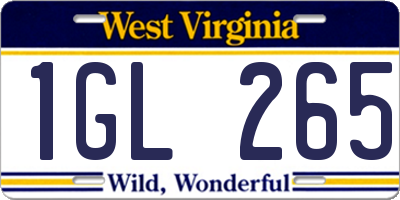 WV license plate 1GL265