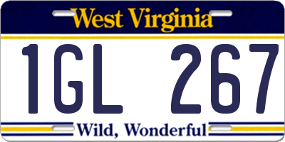 WV license plate 1GL267