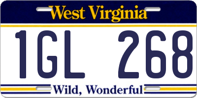 WV license plate 1GL268