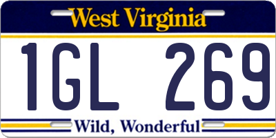 WV license plate 1GL269