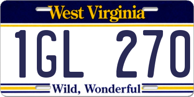 WV license plate 1GL270