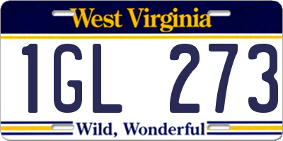 WV license plate 1GL273