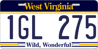 WV license plate 1GL275