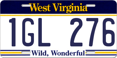 WV license plate 1GL276