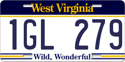 WV license plate 1GL279